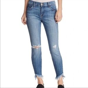 Pistola Skinny Stretch Distressed Ripped Knee Jeans Raw Frayed Hem Size 24